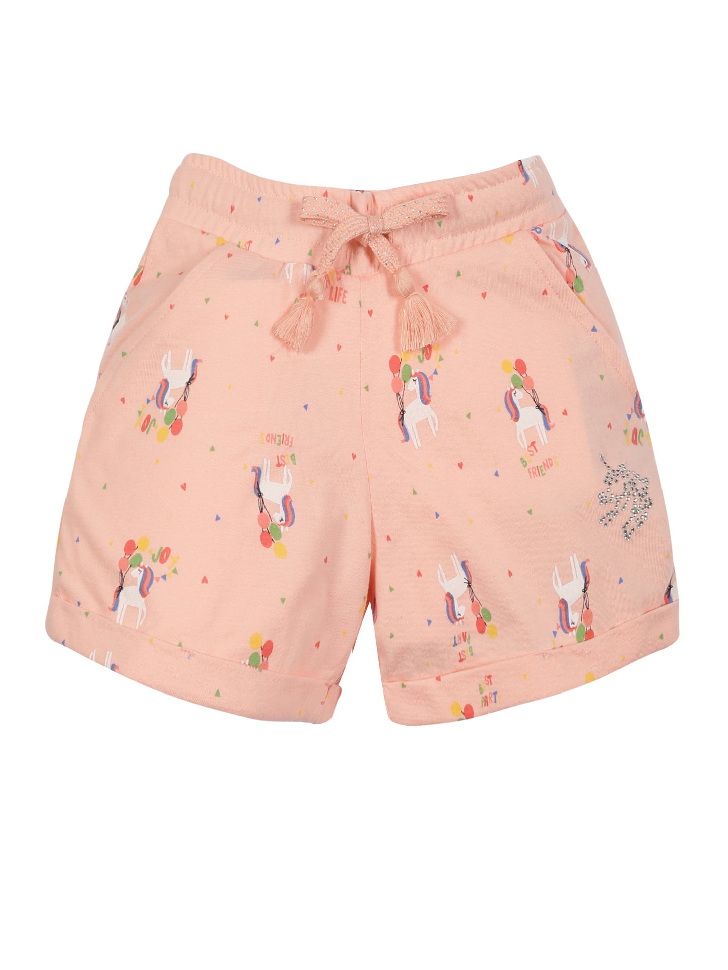 Plum Tree Girls Half Sleeve Star Print T-shirt and short( Sets)- BLACK PEACH