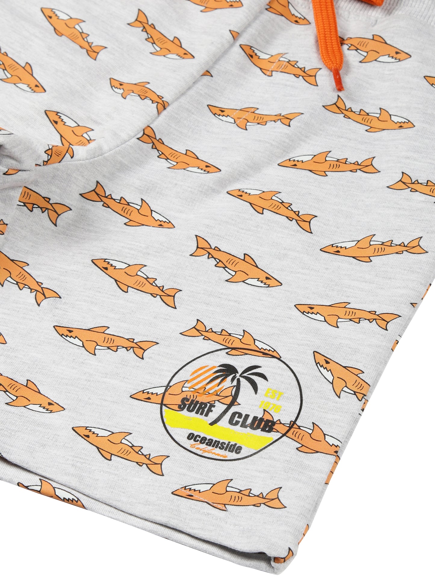 Plum Tree Boys Shark Print shorts-BLEACH MELANGE