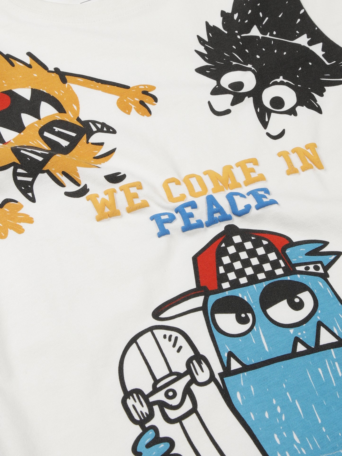 Plum Tree Boys Half Sleeve Universe Print T-shirt( Pack of 2)-OFF WHITE NAVY