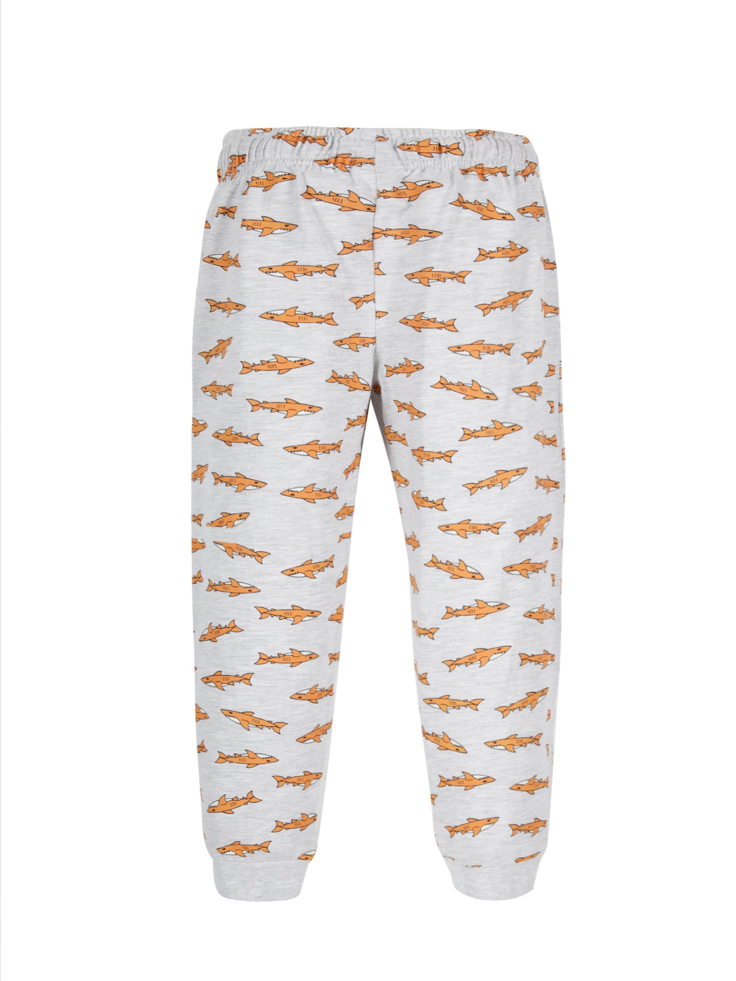 Plum Tree Boys Shark Print Joggers track pant ( Pack of 2)-BLEACH MELANGE BLACK