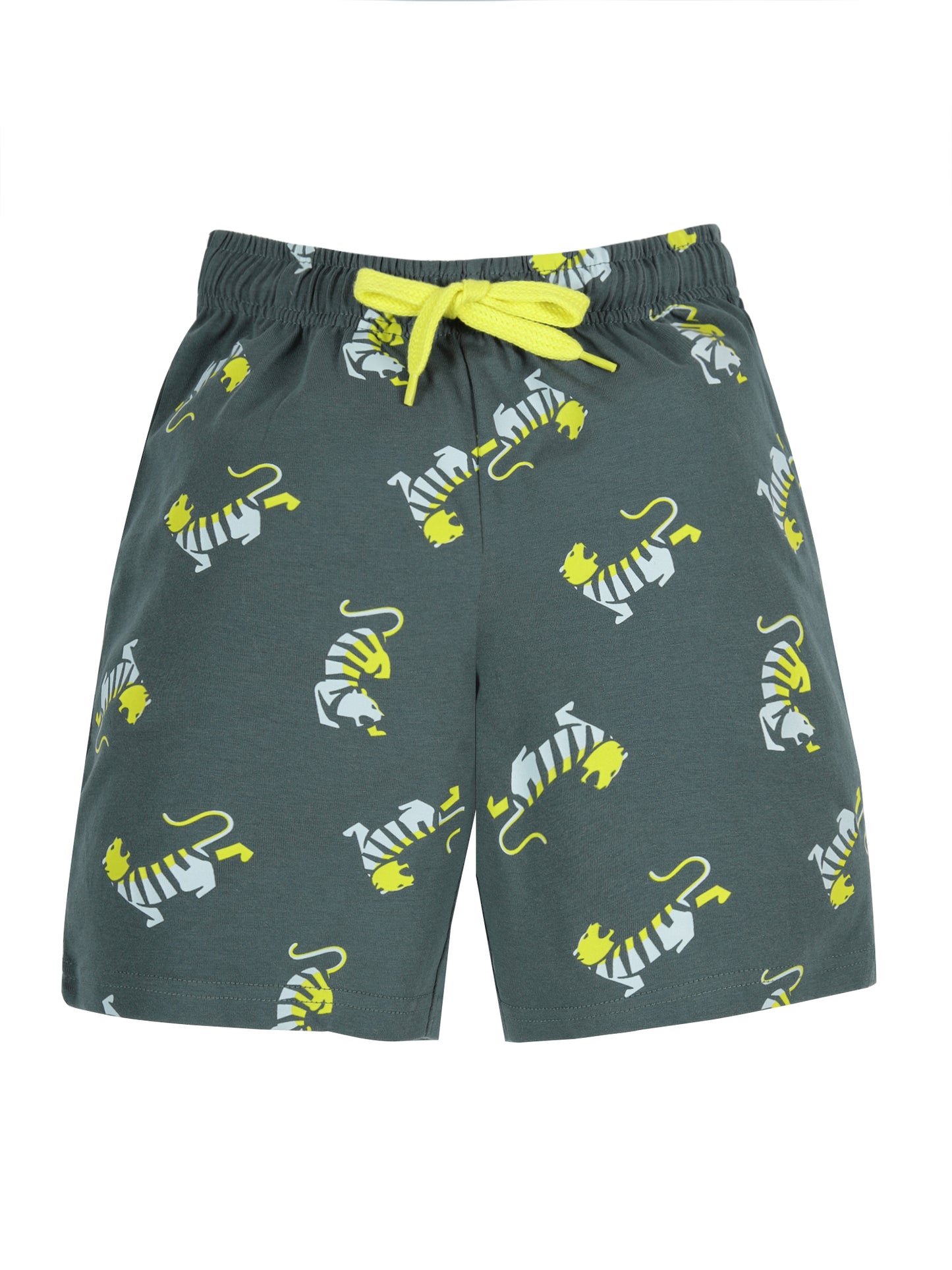 Plum Tree Boys Tiger Printed shorts( Pack of 2)-NAVY GREEN