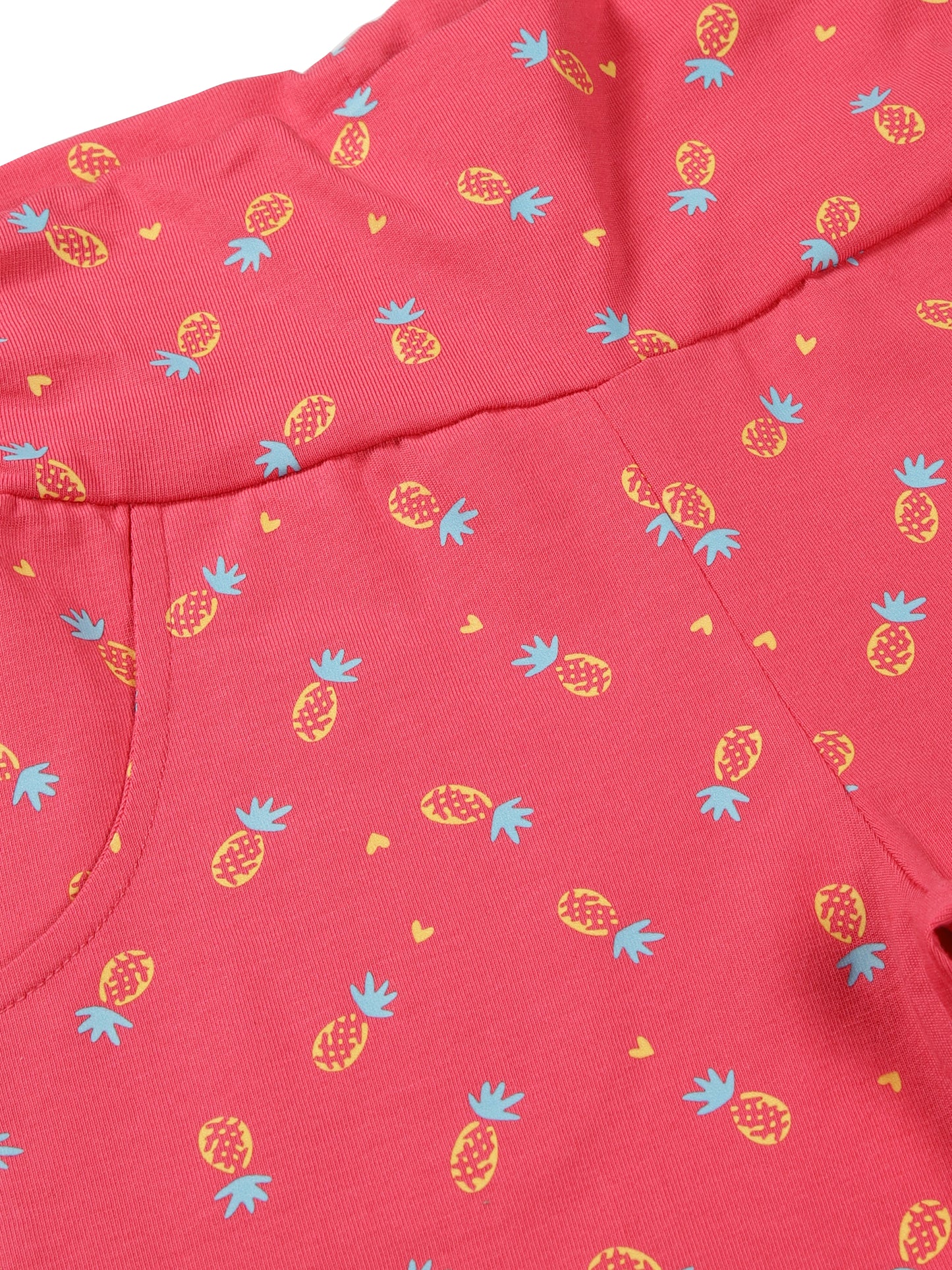 Plum Tree Girls Unicorn Print Crop Top and Flared Palazzo Pant set( Pack of 2)-OFF WHITE PINK