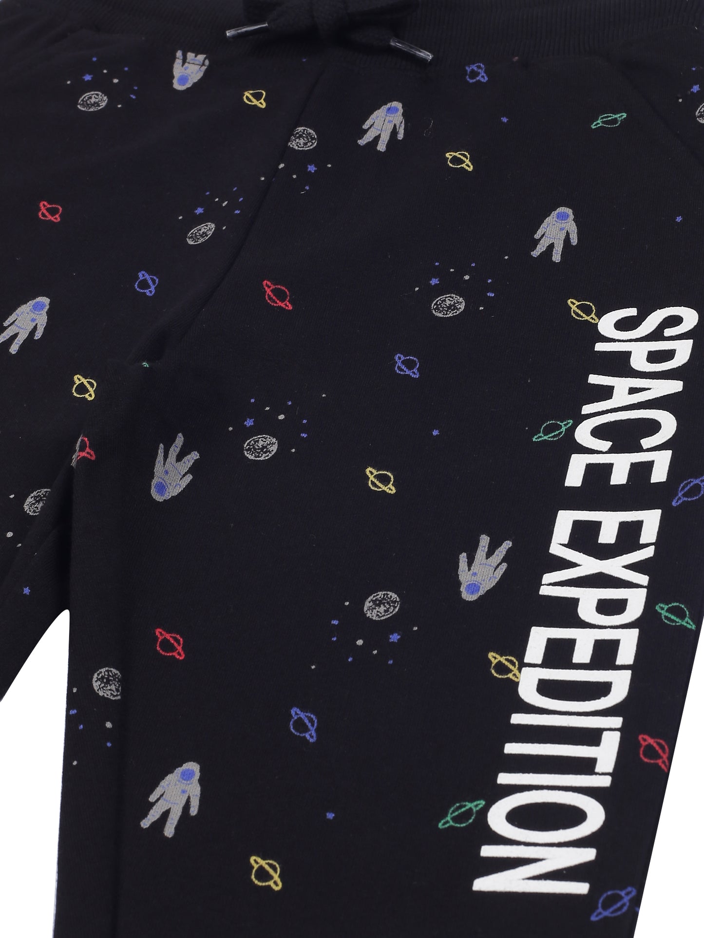 Boys Space Print Jogger Track Pant- Black