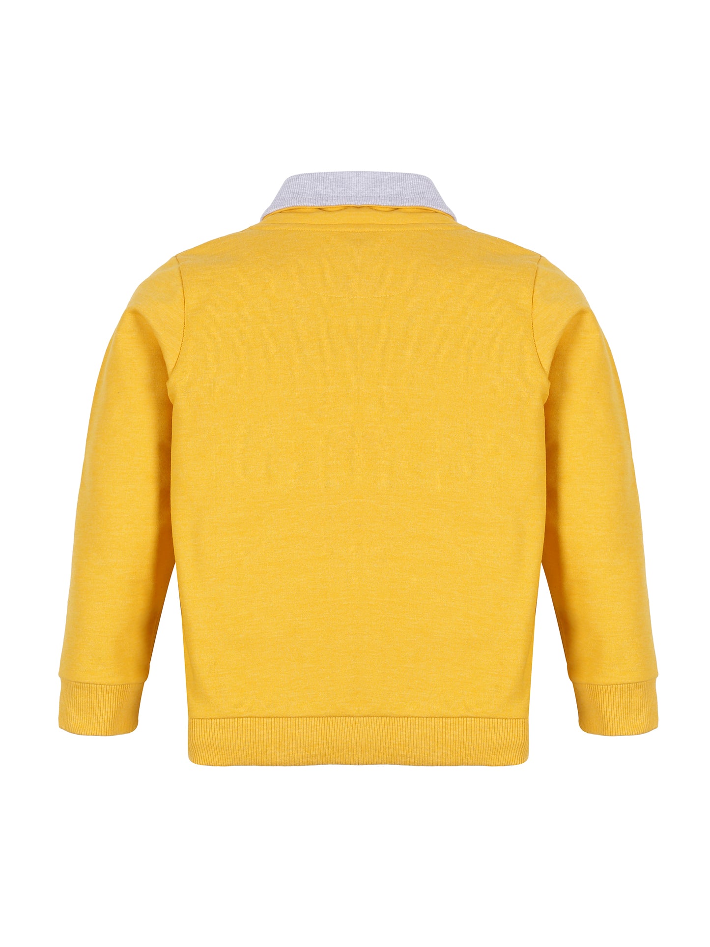 Boys Rebel Print shawl Collar Neck Sweatshirt- Yellow