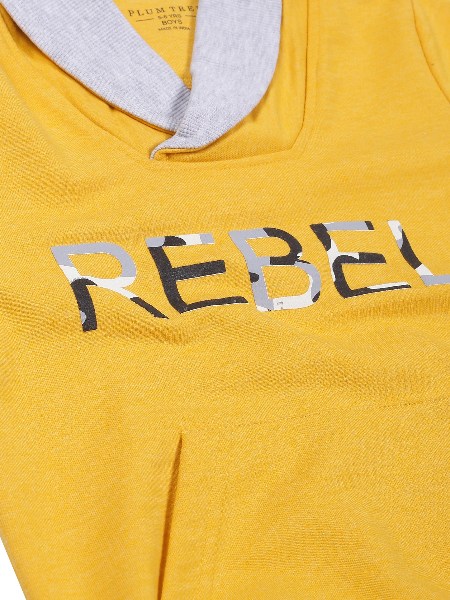 Boys Rebel Print shawl Collar Neck Sweatshirt- Yellow