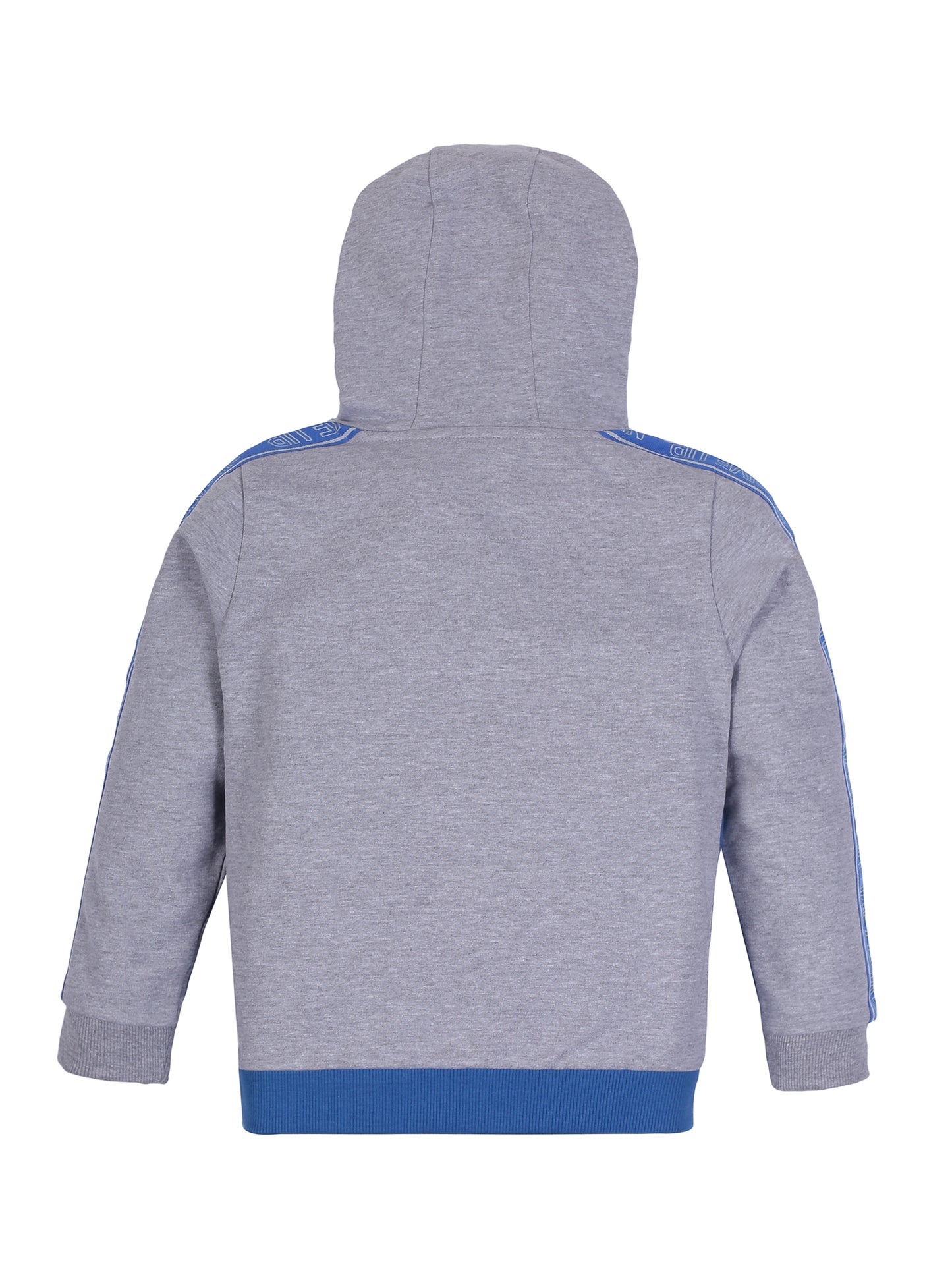 Boys Never Give Up Print Hoodie Sweatshirt- Blue
