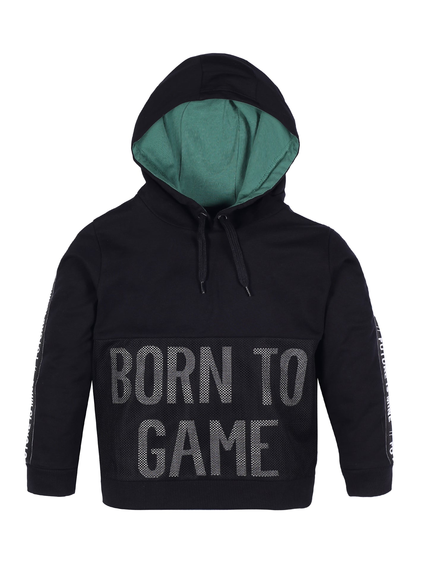 Boys Game Print Hoodie Sweatshirt- Black