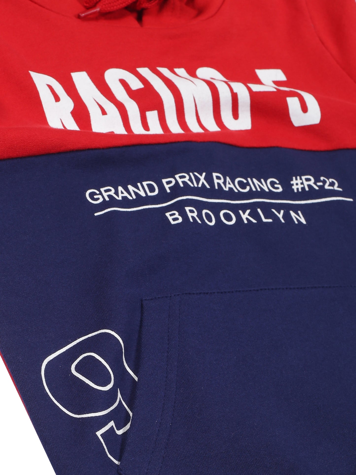 Boys Racing Print Hoodie Sweatshirt- Red