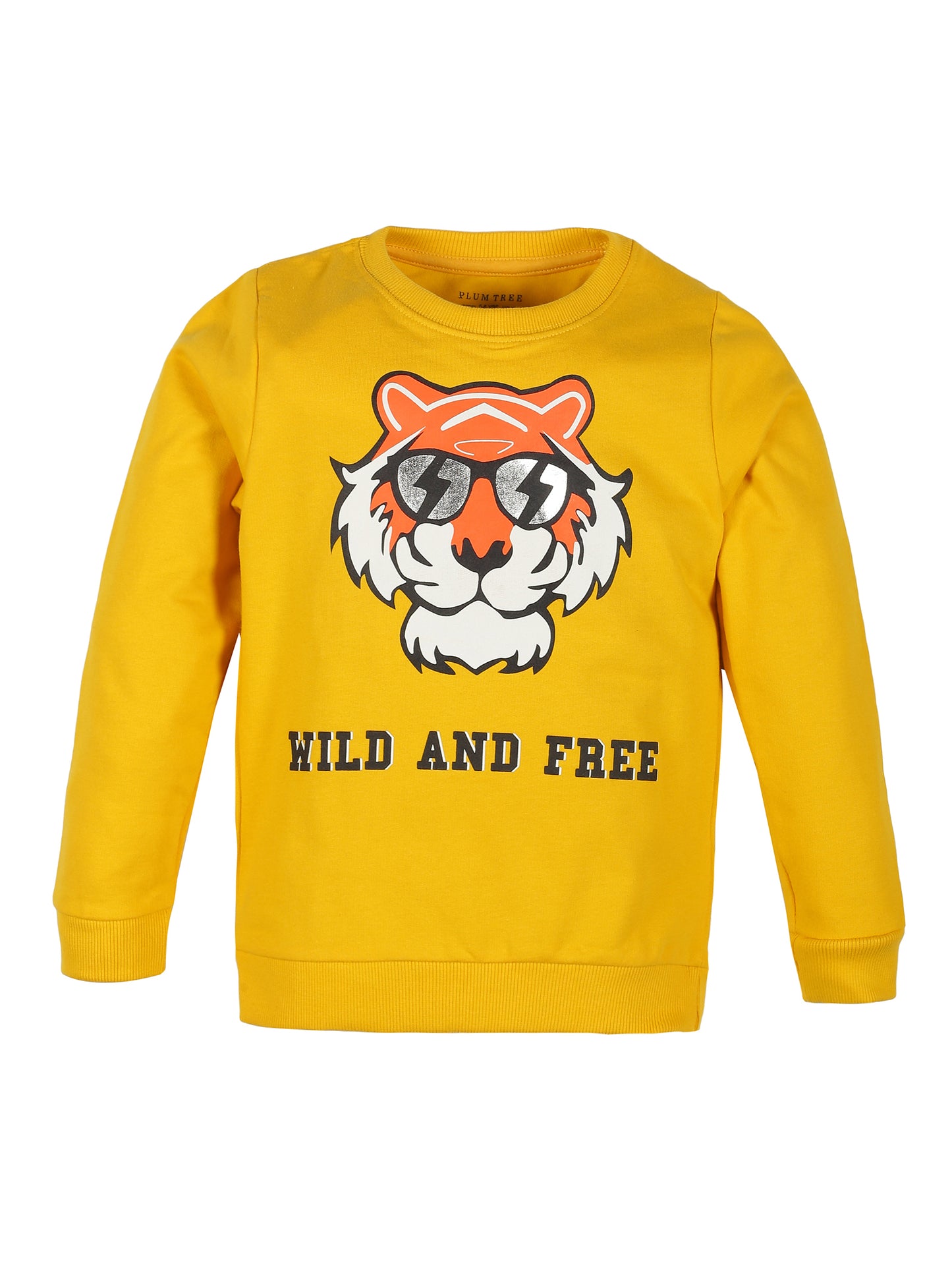 Boys Brave Heart Print Round neck Pullover Sweatshirt- Yellow