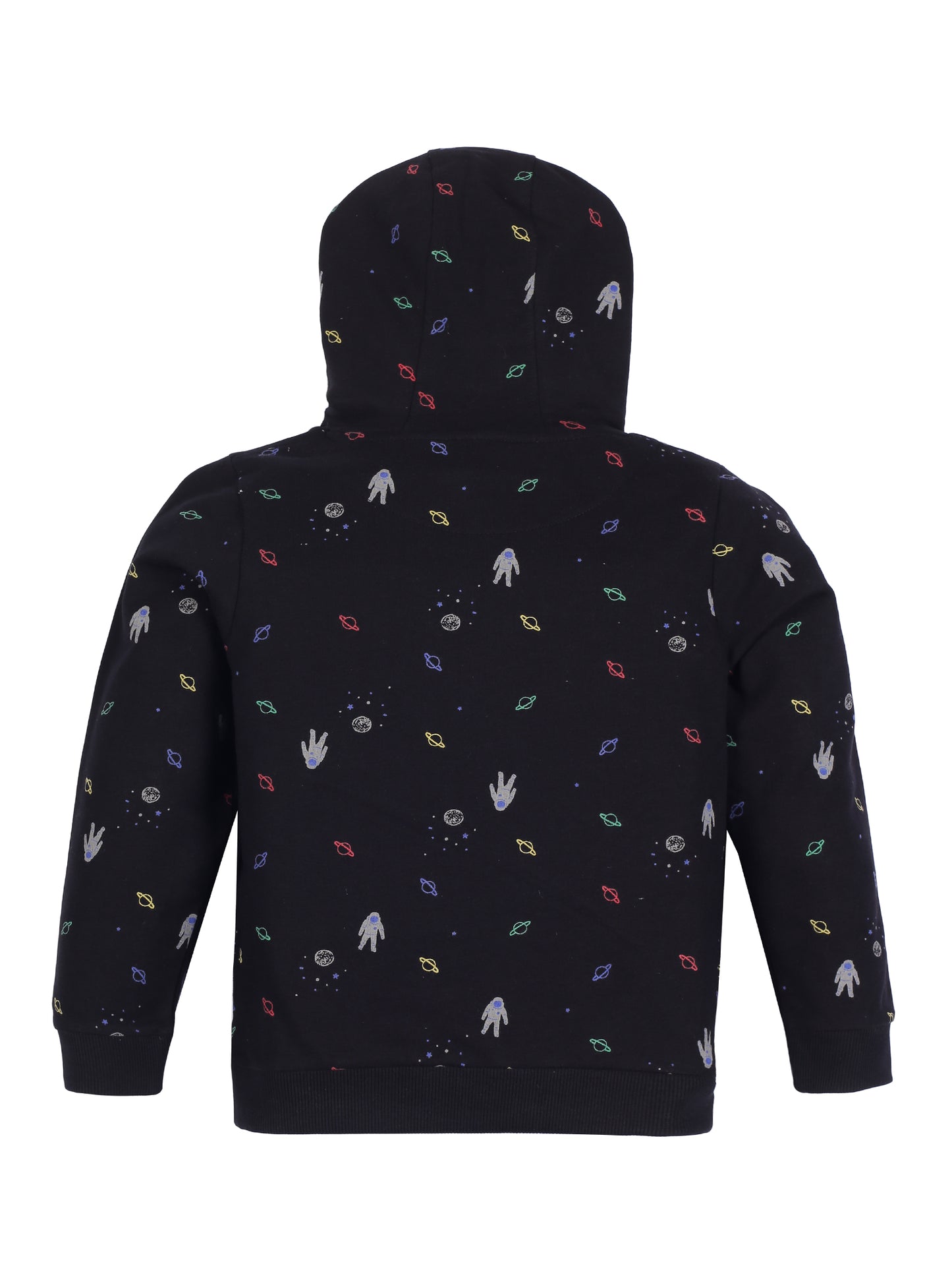 Boys Space Print Hoodie Sweatshirt- Black