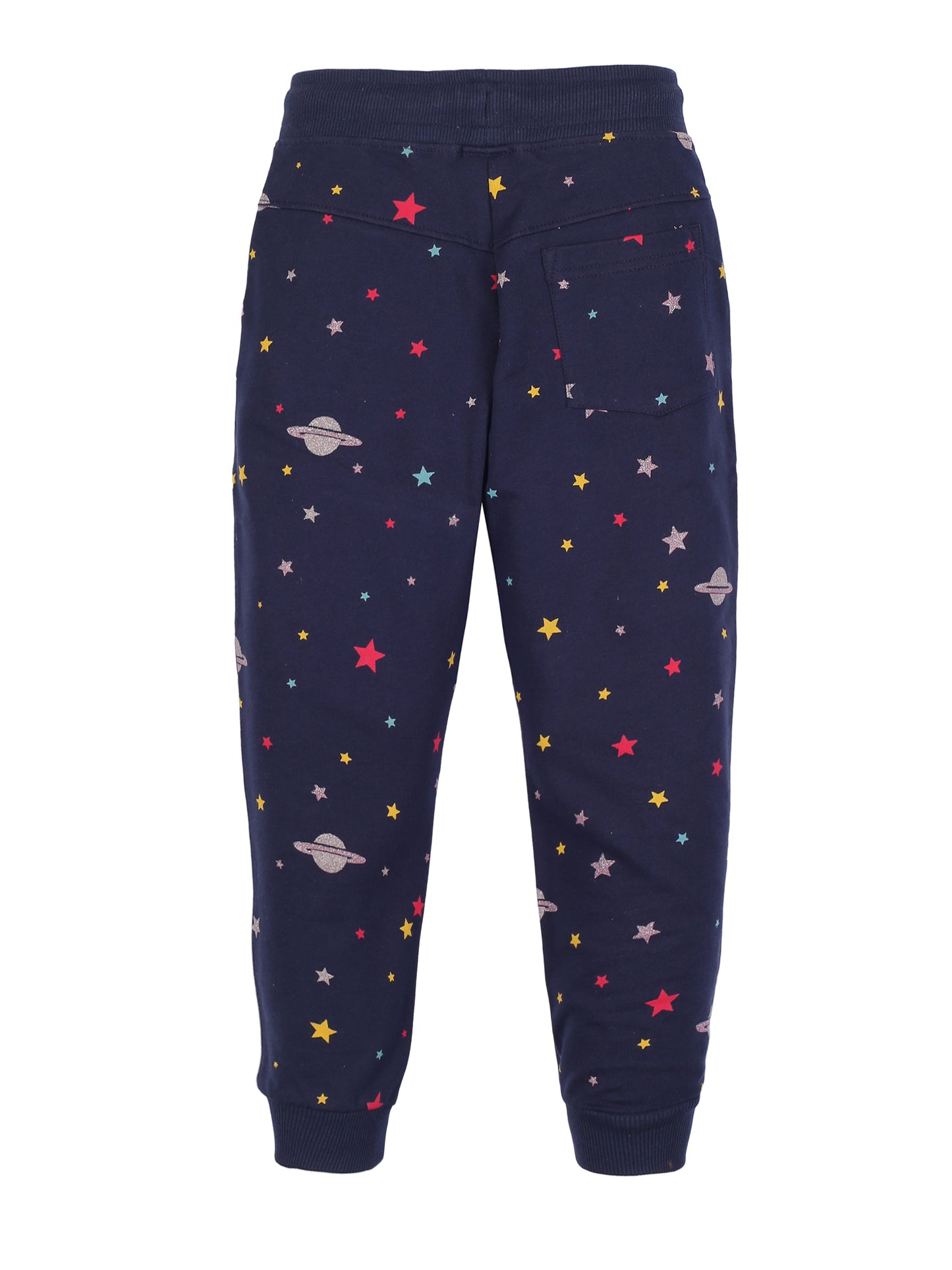 Girls Space Print Jogger Track Pant- Navy