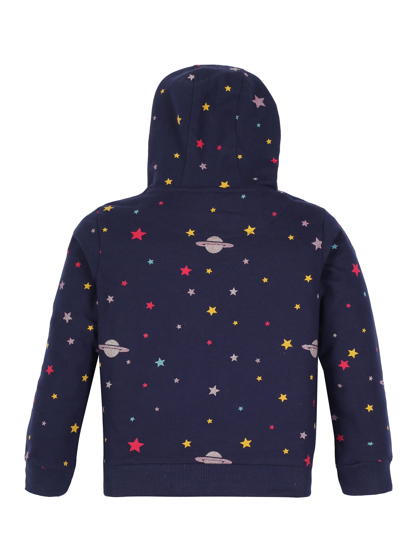 Girls Space Print Hoodie Sweatshirt- Navy