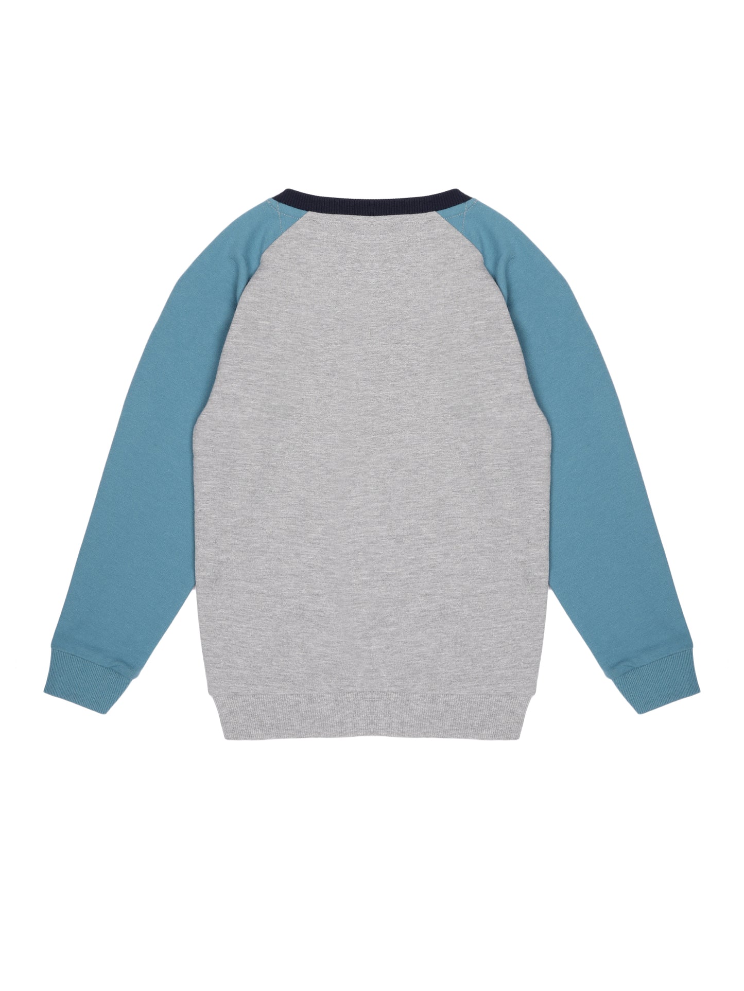 Boys Be Brave Print Round neck Pullover Sweatshirt- Grey Melange