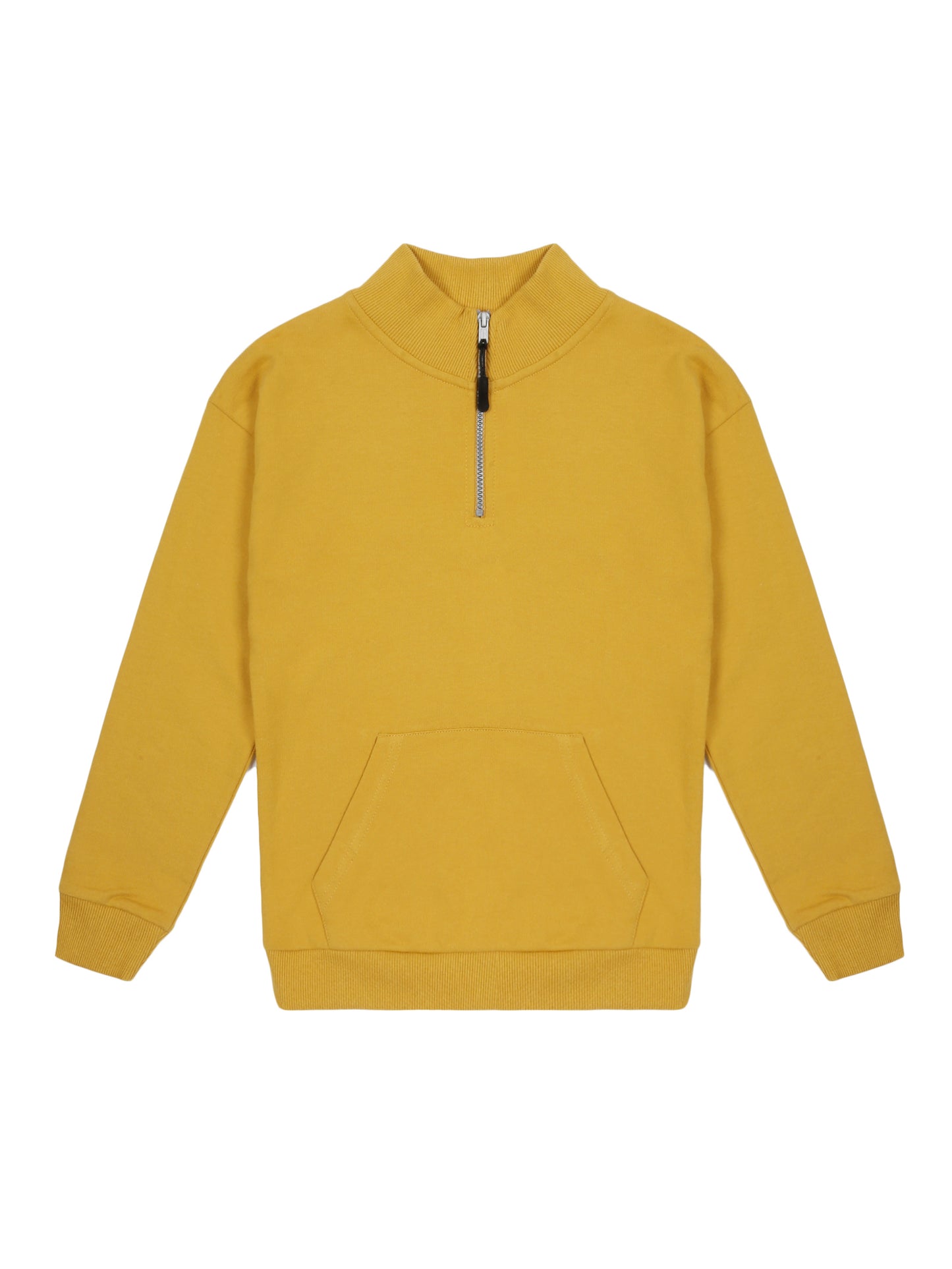 Boys Solid Half Zipper Sweatshirt- Yellow