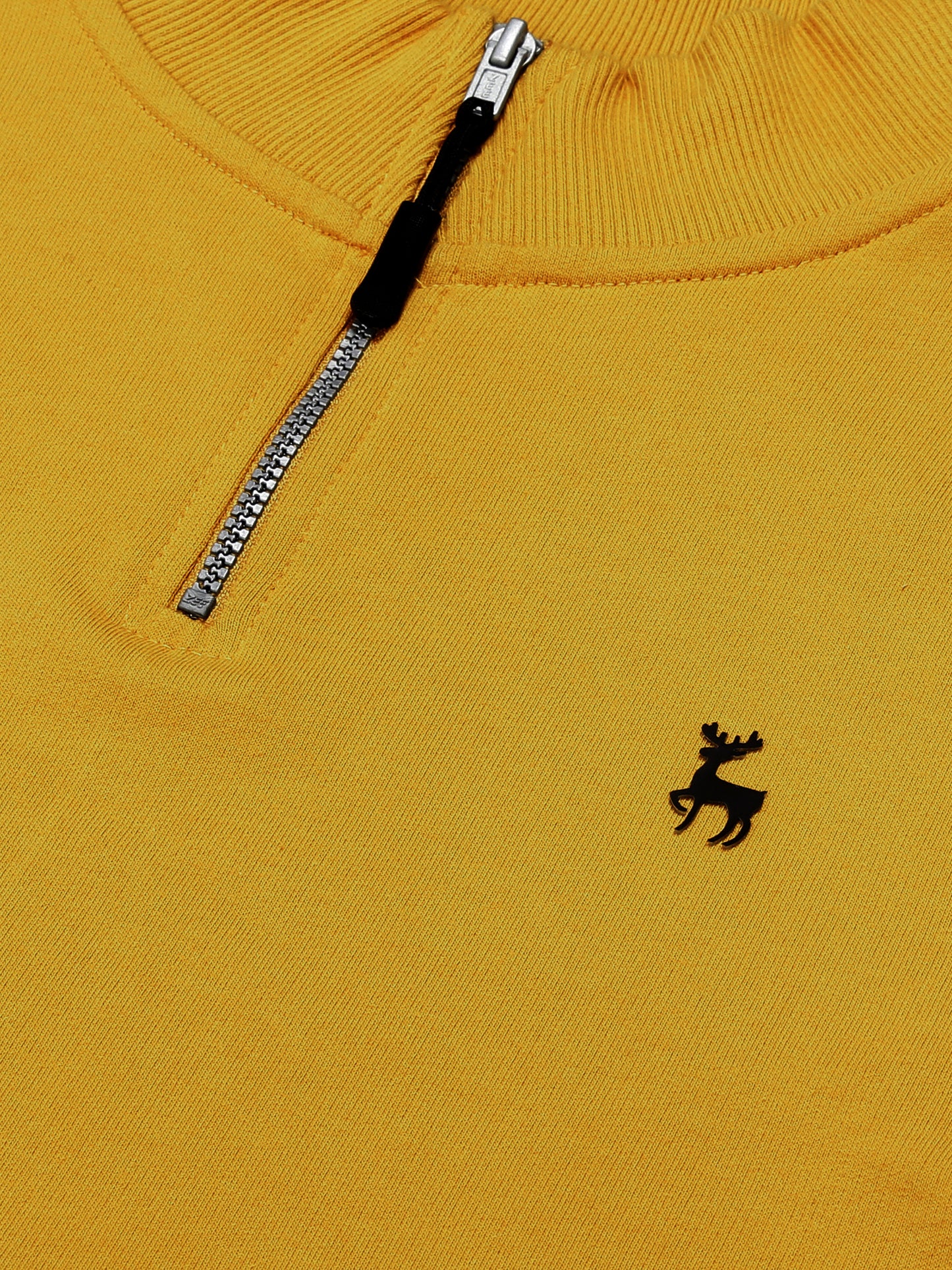 Boys Solid Half Zipper Sweatshirt- Yellow