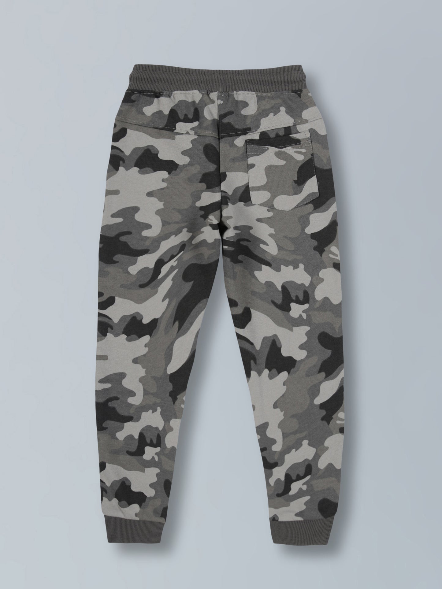 Boys Gery Camo AOP & Ride Forever Print sweatshirt fabric Cotton Jogger- Grey Melange