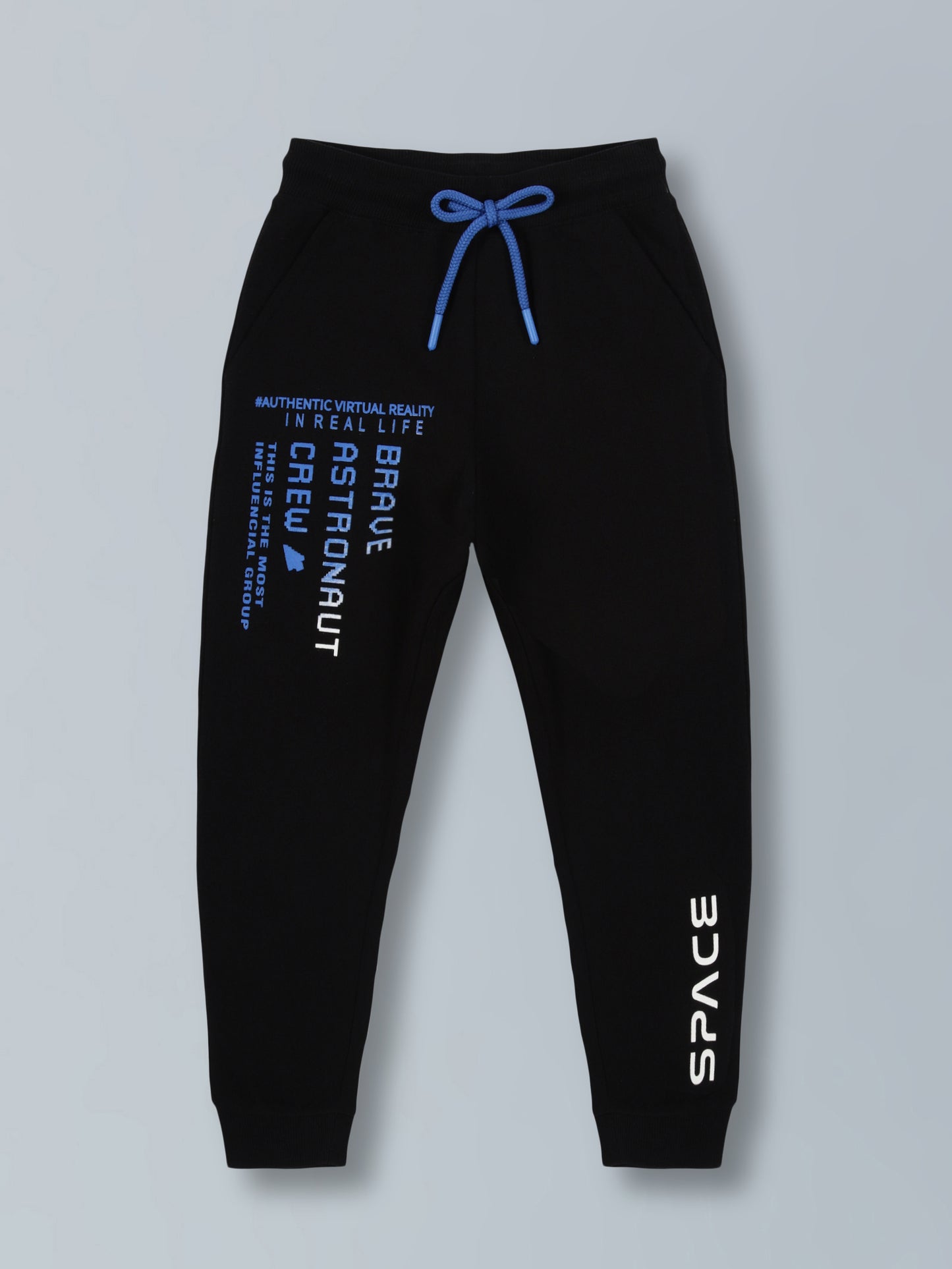 Boys Brave Astronaut Print Cotton Jogger - Black