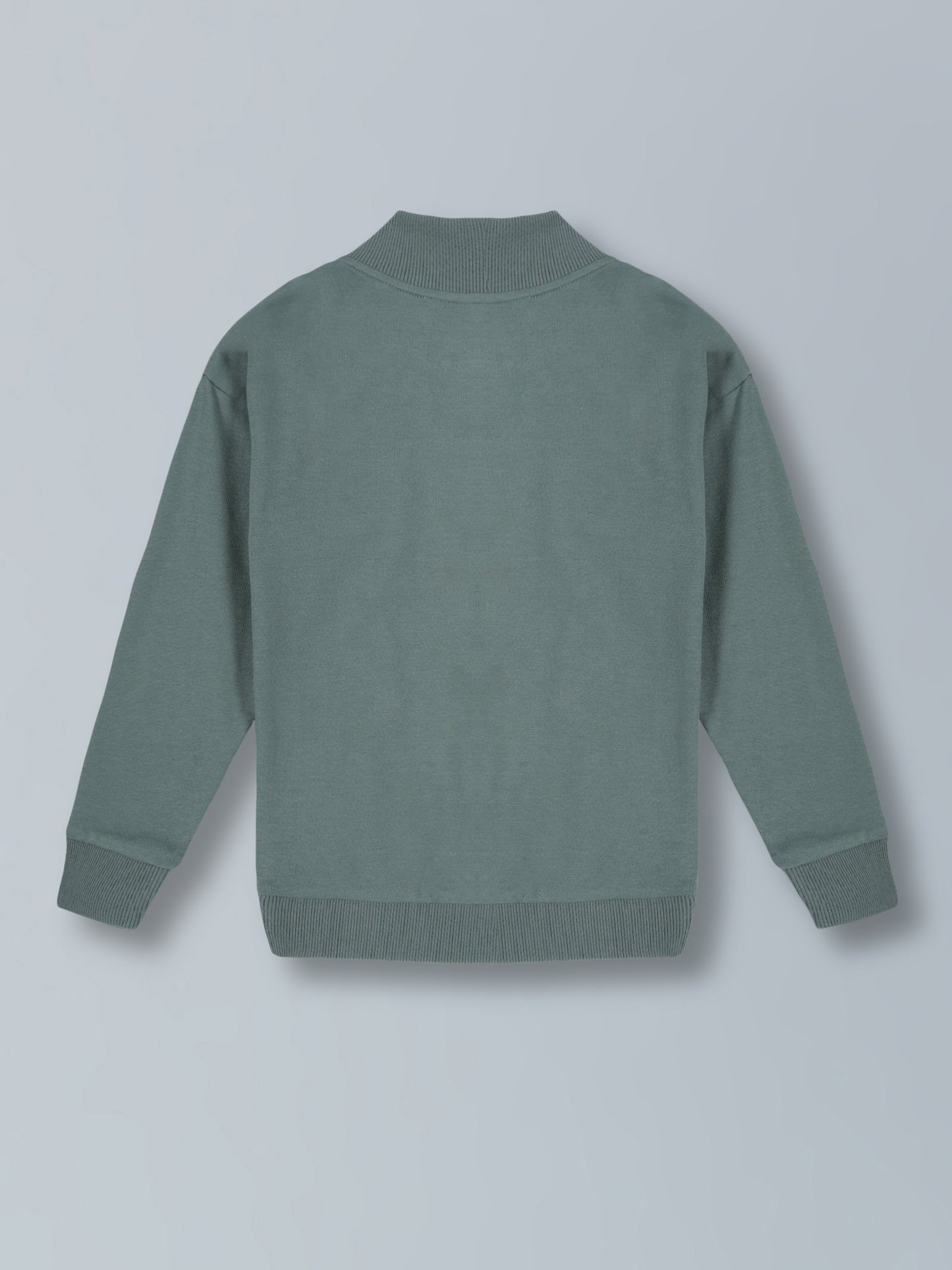 Solid Half Zipper Cotton Sweatshirt- Summer Green