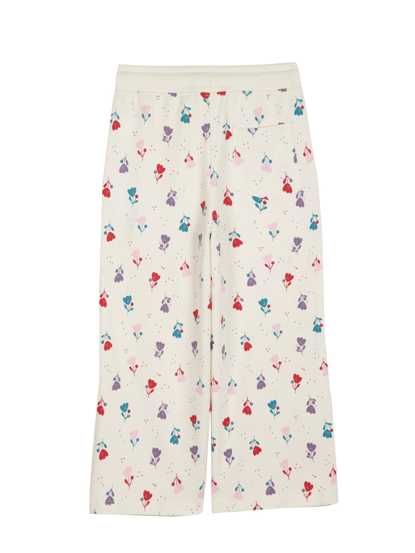 Flower AOP & Crown Stone wide legTrouser - vanilla