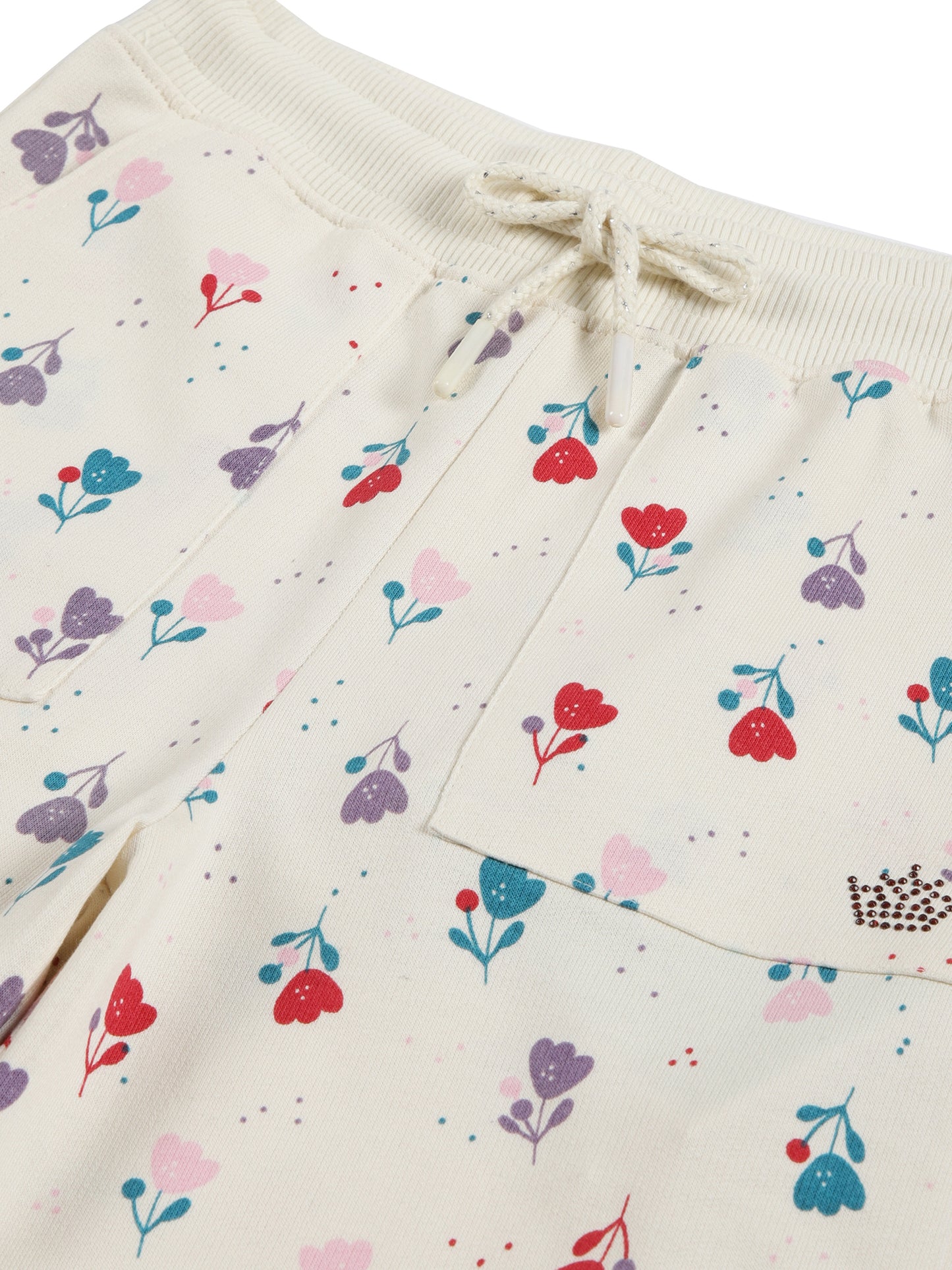 Flower AOP & Crown Stone wide legTrouser - vanilla