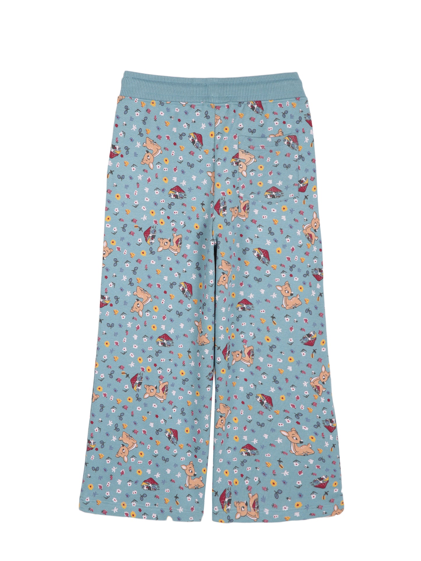 Deer AOP & Crown Stone wide legTrouser - Teal Blue