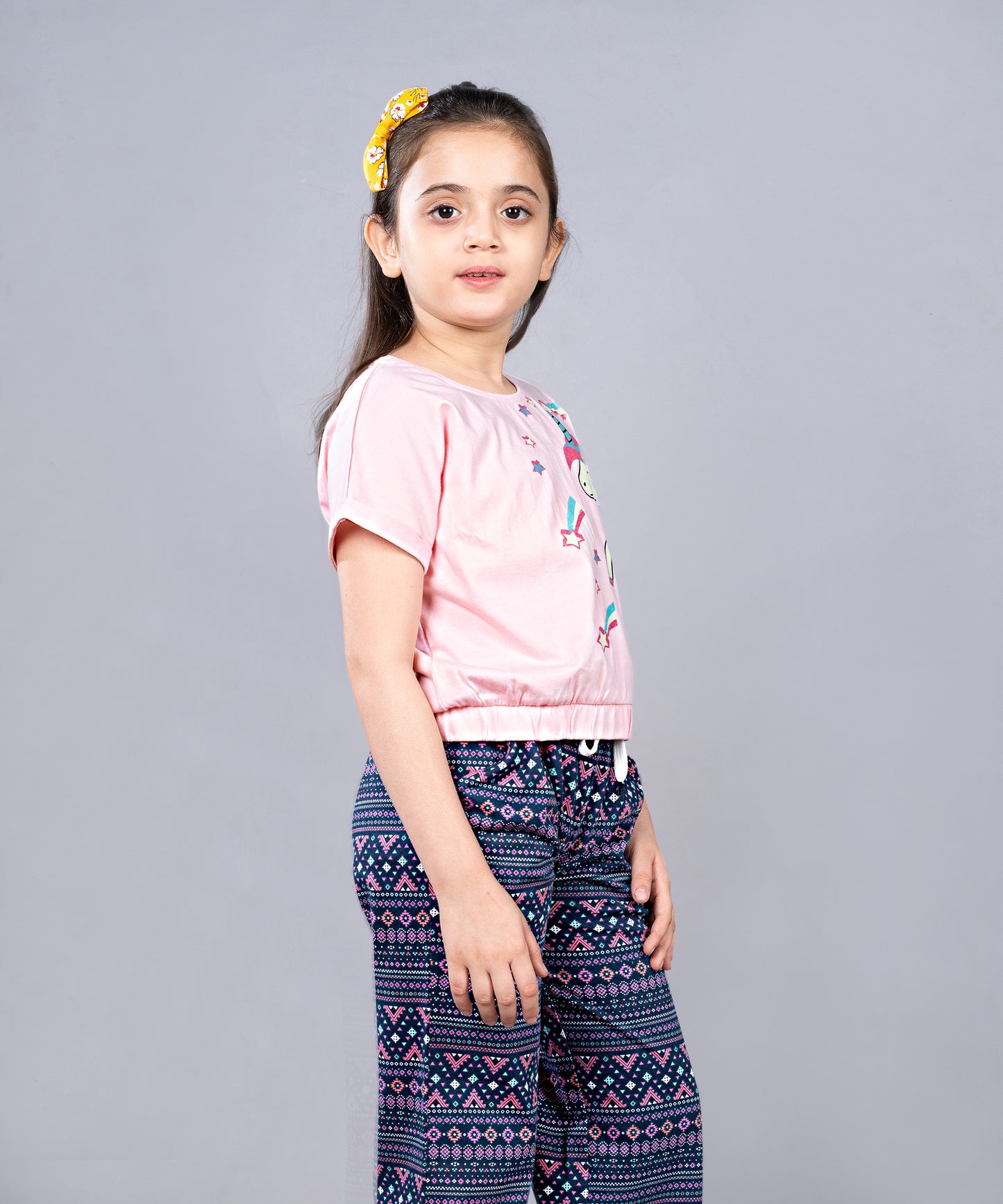 Girls Premium Cotton Crop Top with Elasticated waist and Wide Leg Pant Set