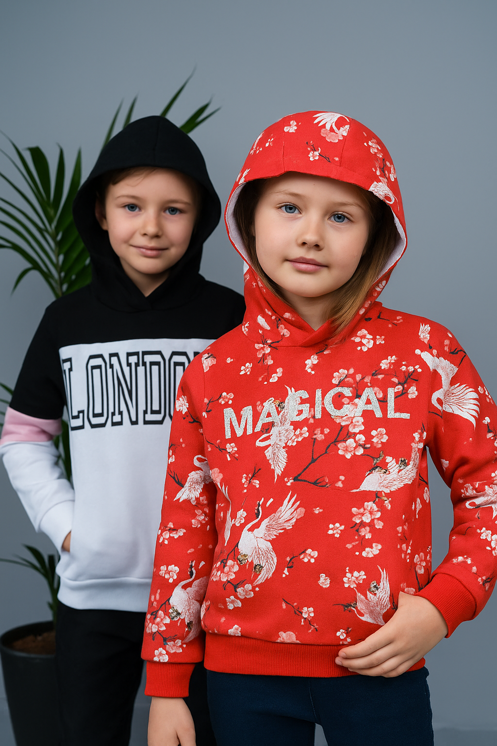 Unicorn Printed Hoodie Sweatshirt pack of 2- Red and White
