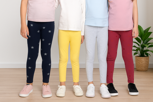 All Over Printed and solid Leggings( Pack of 4) - Multi Color