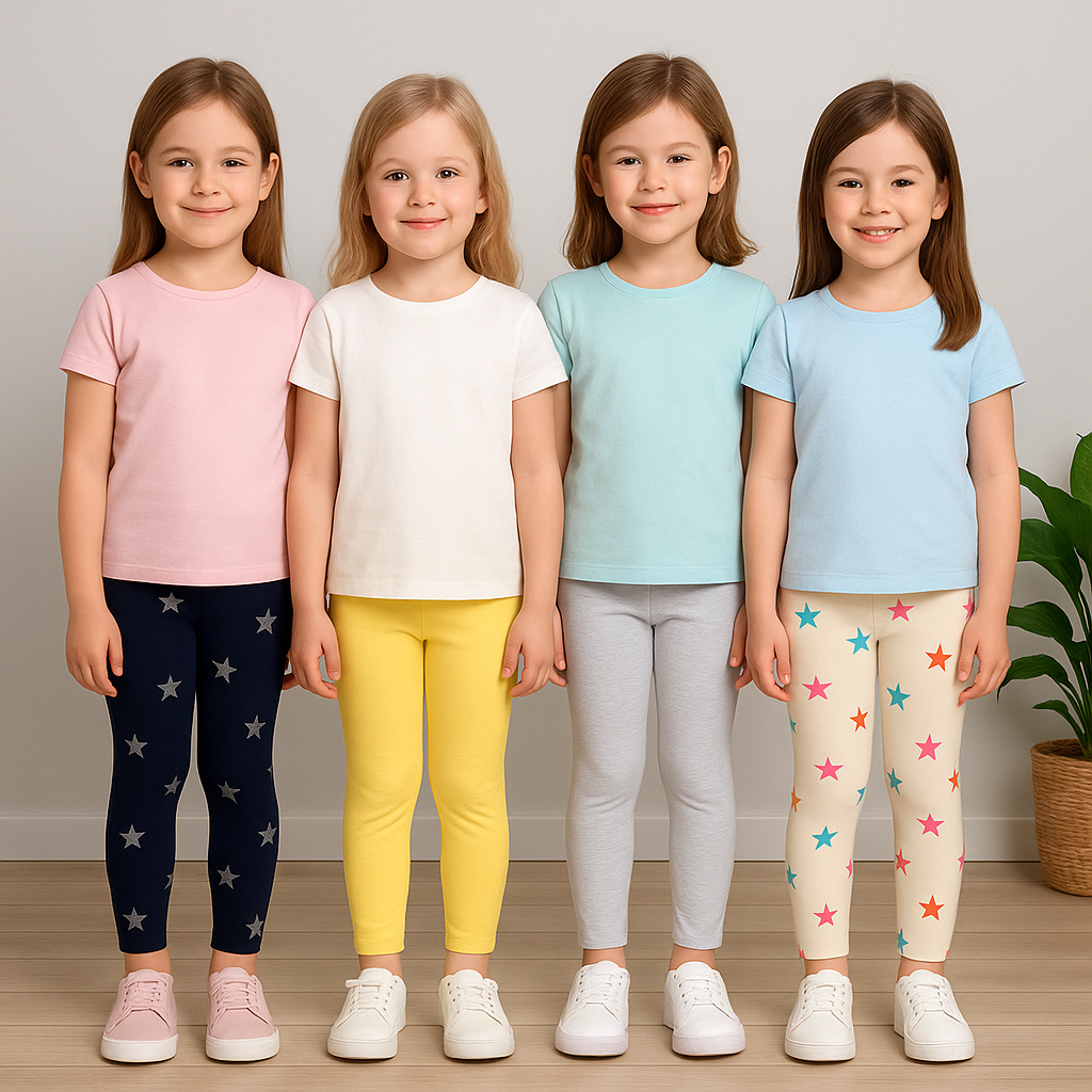 All Over Printed and solid Leggings( Pack of 4) - Multi Color