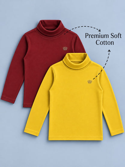 Girls Premium Soft cotton full sleeve high neck T-shirts pack of 2 set
