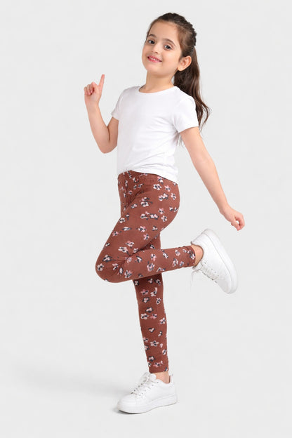 Girls Cotton Lycra Stretch Printed Legging Pack of 2