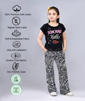 Girls Premium Cotton Crop Top with lace and Wide Leg Pant Set