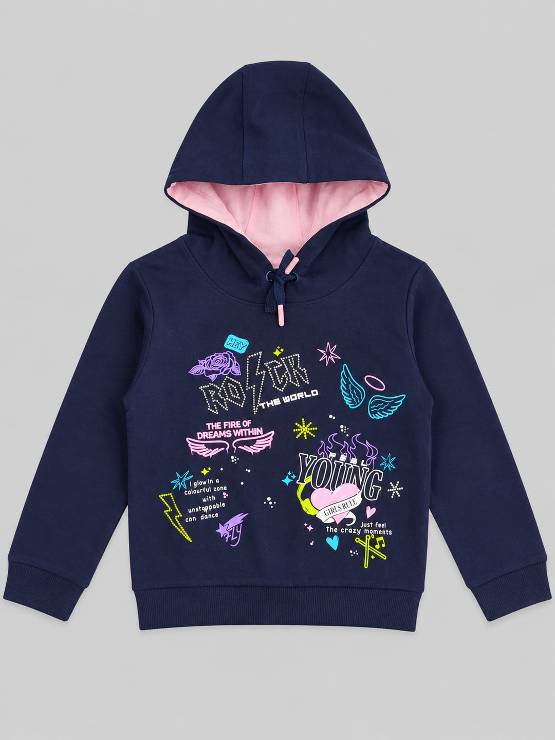 Girls Premium Soft Cotton Hooded Sweatshirt and Wide Leg Pant Set