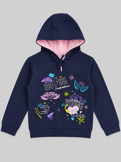 Girls Premium Soft Cotton Hooded Sweatshirt and Wide Leg Pant Set