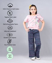 Girls Premium Cotton Crop Top with Elasticated waist  and Wide Leg Pant Set