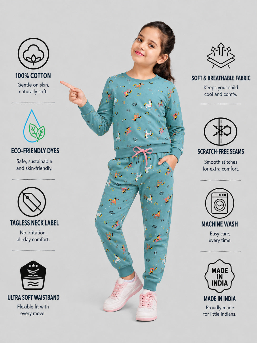 Girls Premium Soft Cotton Full sleeve T-shirt and jogger pant clothing set