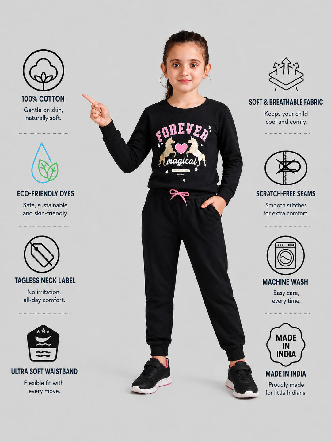 Girls Premium Soft Cotton Full sleeve T-shirt and jogger pant clothing set