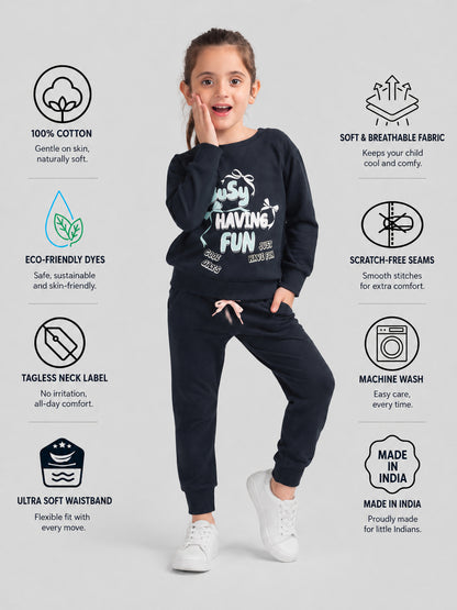 Girls Premium Soft Cotton Full sleeve T-shirt and jogger pant clothing set