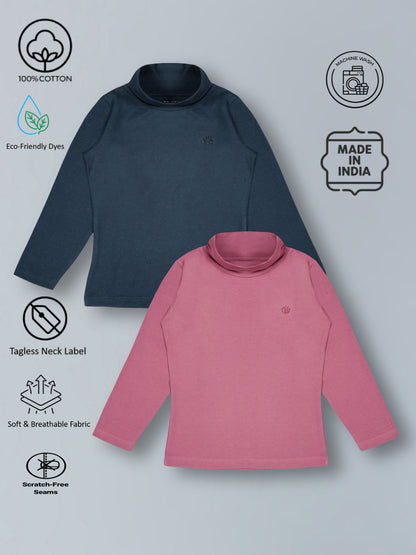 Girls Premium Soft cotton Full sleeve high neck T-shirts pack of 2 set