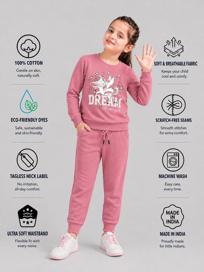 Girls Premium Soft Cotton Full sleeve T-shirt and jogger pant clothing set