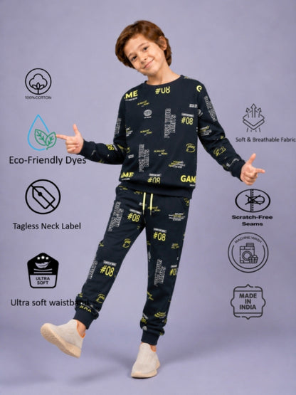 Boys Premium Soft Cotton full sleeve T-shirt and jogger pant Clothing Set