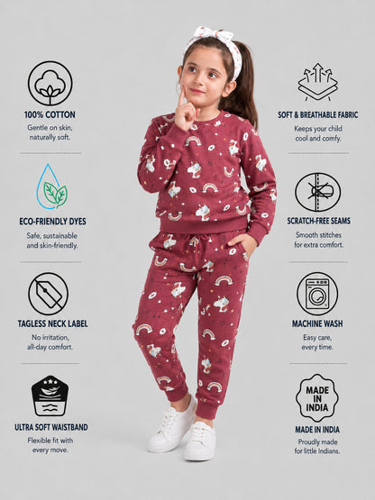 Girls Premium Soft Cotton Full sleeve T-shirt and jogger pant clothing set