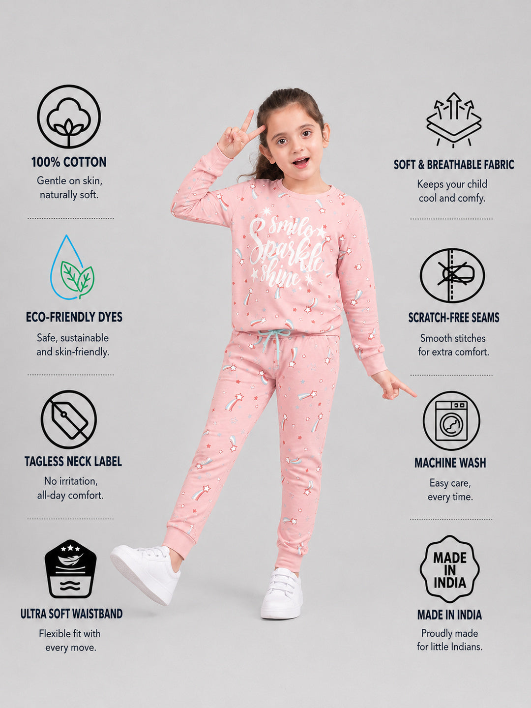 Girls Premium Soft Cotton Full sleeve T-shirt and jogger pant clothing set