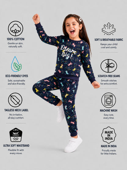 Girls Premium Soft Cotton Full sleeve T-shirt and jogger pant clothing set