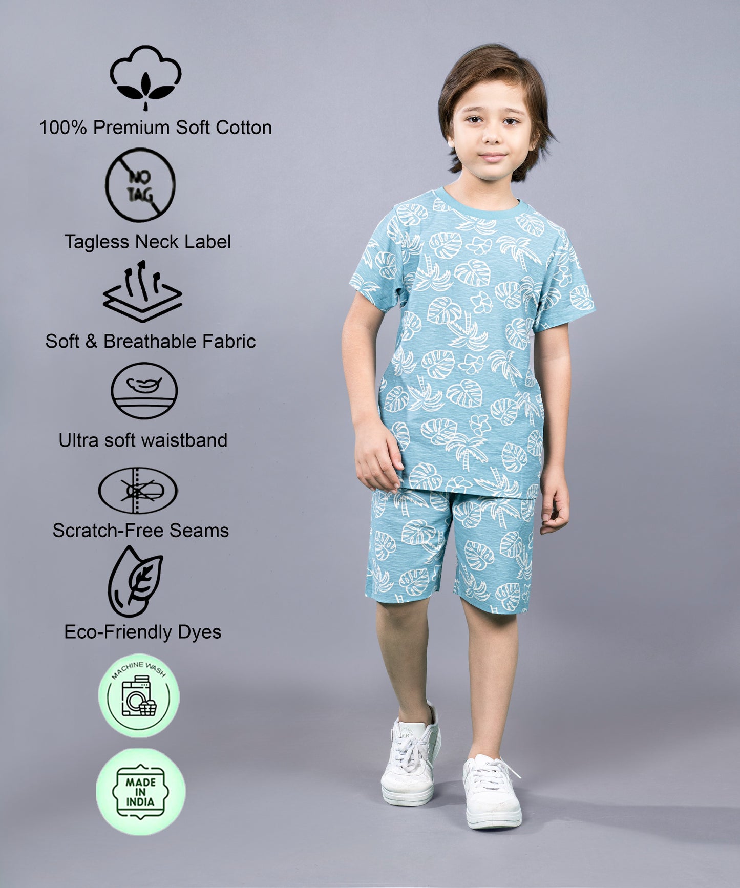 Boys Premium Cotton Top & Shorts Co-ord Set