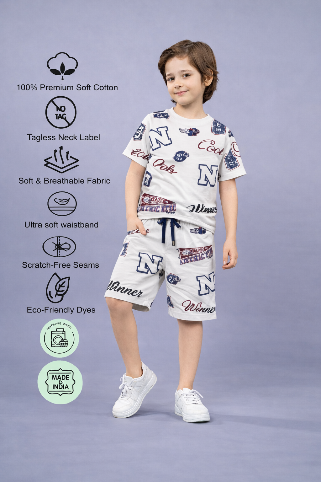 Boys Premium Cotton Top & Shorts Co-ord Set