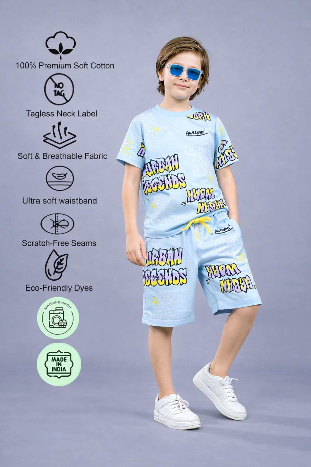 Boys Premium Cotton Top & Shorts Co-ord Set
