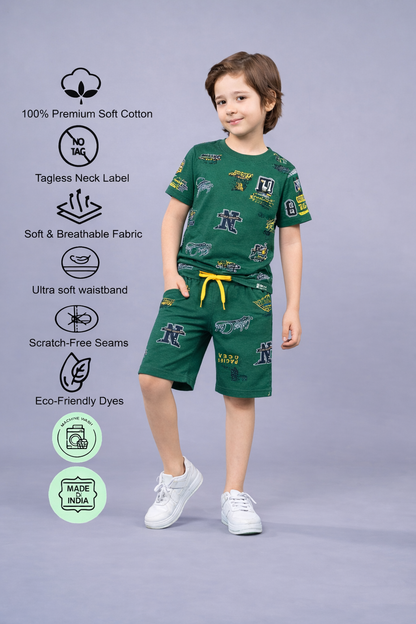 Boys Premium Cotton Top & Shorts Co-ord Set