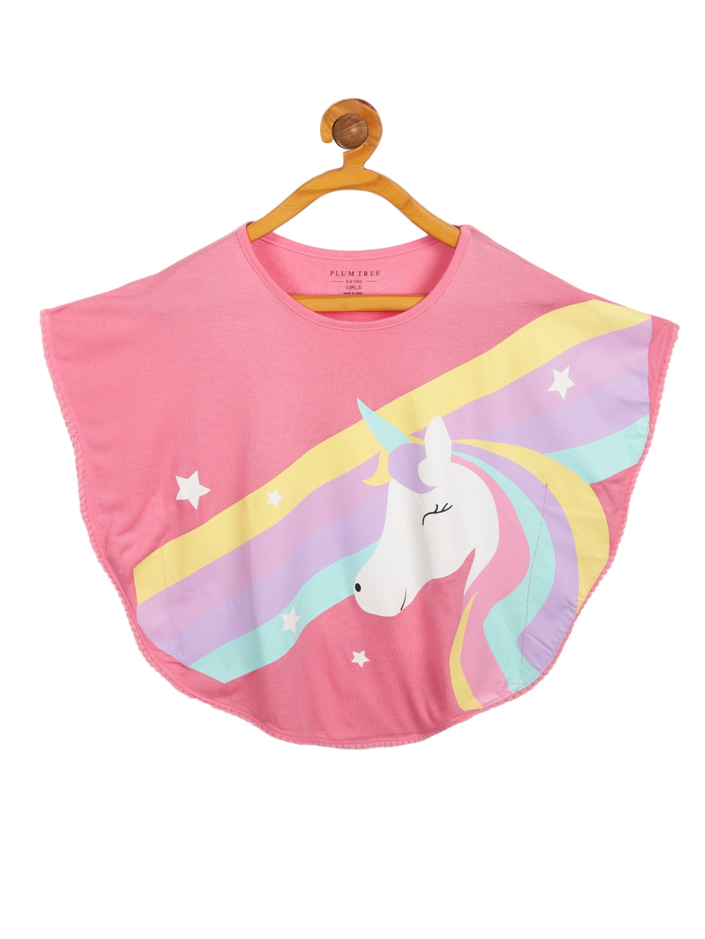Girls 2 piece Soft Rayon Poncho T-shirt  & pure cotton knit cargo short Set -PINK NAVY