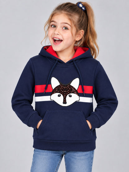 Girls Premium Soft cotton full sleeve Printed Hooded Sweatshirt